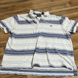 Chaps Blue and White Striped Polo